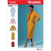 S8982 Misses' Knit Two Piece Sweater Dress, Tops, Skirts - 6-8-10-12-14 image