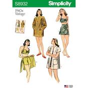 S8932 Misses' Vintage Bikini Top, Shorts, Wrap, Skirt and Coat - 4-6-8-10-12 image