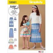 S8961 Children's, Girls', and Dolls' Skirts - 7-8-10-12-14