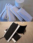 Boil-proof corded elastic (black and white) - 8mm / Black