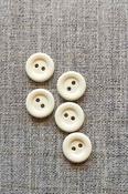 High shine 2-hole Italian rimmed buttons - Cream / 15mm