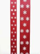'Snowflake' Christmas ribbon, red (25mm, 15mm) - 25mm image