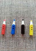Novelty crayon buttons (25mm) - Blue