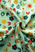 Floral French Terry (Mint) (0.85m Remnant) image