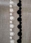 3D flower lace trim with pearl bead - White image