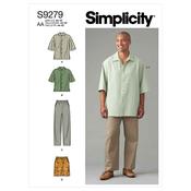 Simplicity Sewing Pattern S9279 Men's Shirt In Two Lengths, Pants &amp; Shorts - BB (44-46-48-50-52) image