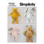 Simplicity Sewing Pattern S9306 Plush Bears &amp; Bunnies in Two Sizes image