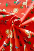 Stretch cotton jersey, "Little Lions" (red) image