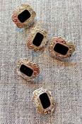 Rectangular antique-style enamel inlay buttons, 23mm image