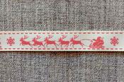 Santa sleigh ribbon, ivory/white (16mm) image
