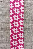 Vibrant flower pattern bias binding, 25mm - Cerise / by metre image
