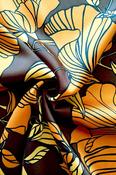 Polyester twill-woven "Garland" print, gold image