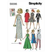Simplicity Sewing Pattern S9396 Vintage Doll Clothes for 11-1/2" Doll image