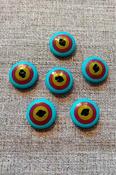 Kaffe Fassett “Target” Buttons (15mm/20mm) - 20mm / turquoise &amp; burgundy image