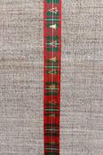 Tartan Gold Christmas Trees Ribbon, 16mm image
