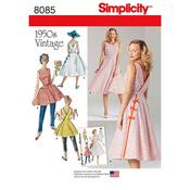 S8085 Women's Vintage 1950's Wrap Dress in Two Lengths - R5 (14-16-18-20-22) image
