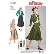 S8462 Pattern 8462 Women's Vintage Blouse, Skirt and Lined Bolero - H5 (6-8-10-12-14) image
