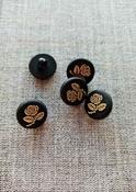 Inlaid rose design buttons (gold/black) - 15mm image