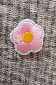 Satin-stitch embroidered flower patch (30mm) - Light Pink image