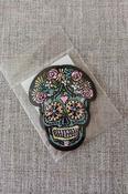 Embroidered iron-on Sugar Skull patch image