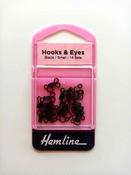 Black metal hooks and eyes - Size 1 (S)