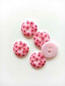Printed flower buttons (12mm &amp; 18mm) - Pink / 18mm image