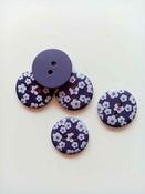 Printed flower buttons (12mm &amp; 18mm) - Purple / 12mm image