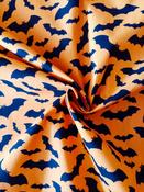Polycotton Halloween print, "Bats", Orange image
