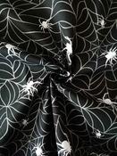 Polycotton Halloween print, "Spiders Web", Black image
