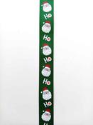 Santa Claus 'Ho Ho Ho' green grosgrain Christmas ribbon, 16mm x 5m roll image