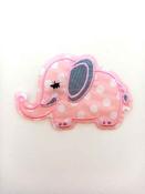 Iron-on polka dot elephant patch (82mm x 55mm) - pink