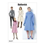 B6497 Misses'/Misses' Petite Jacket and Coats with Asymmetrical Front and Collar Variations - 16-18-20-22-24 image