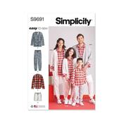 S9691 Girls', Boys' and Adults' Lounge Shirt, Cardigan, Shorts and Joggers - AA (S-M-L) image