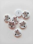 Children's fox buttons, 15mm - Beige image
