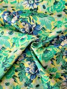 Bold aqua/mint floral cotton print image