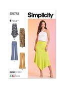 S9751 Misses' Knit Skirts and Pants in Two Lengths - R5 (14-16-18-20-22)