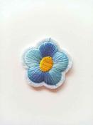 Satin-stitch embroidered flower patch (30mm) - Blue image