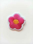 Satin-stitch embroidered flower patch (30mm) - Raspberry image