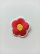 Satin-stitch embroidered flower patch (30mm) - Red image