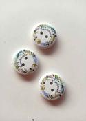 Decorative wooden "Handmade" buttons, 23mm (red heart on white) image