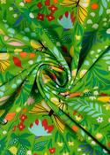 Unbrushed cotton French terry, "Meadow Butterflies" (green)