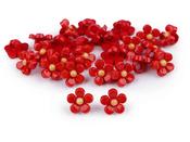 Beady little flower buttons, 11mm - Red image