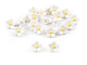 Beady little flower buttons, 11mm - White image