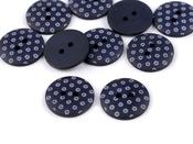 Matt blue buttons with flowers, 18mm image