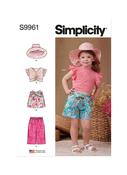S9961 Toddlers' Shorts, Pants, Hat and Knit Top Worn Front or Back image