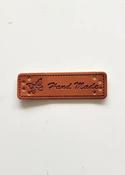 Synthetic eco-leather 'Handmade' label (50mm x 15mm) - brown