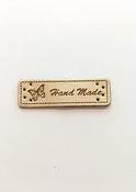 Synthetic eco-leather 'Handmade' label (50mm x 15mm) - cream