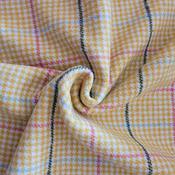 Poly wool mix dogstooth plaid (yellow with blue/pink) image