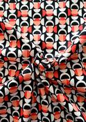 Stretch cotton geo print (coral/black/white) image