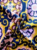 "Margot" flamboyant polyester print (gold/peach/brown) image